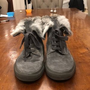 Vince Rabbit Fur Lined Hightop Sneakers